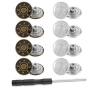 Amabro 8 Stück Jeansknöpfe Zum Einschlagen,20mm Knöpfe Ohne Nähen,Hosenknöpfe Zum Enger Machen Jeansknopf Hosenknopf Jeans Knopf Knopfnadeln Verstellbare Metallknöpfe Mit Schraubendreher für Jeans