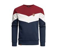 Amaci&Sons Herren Basic College Sweatjacke Pullover Hoodie Sweatshirt 4064 Bordeaux/Weiß/Blau S
