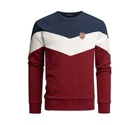 Amaci&Sons Herren Basic College Sweatjacke Pullover Hoodie Sweatshirt 4064 Navyblau/Weiß/Bordeaux XXL