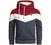 Amaci&Sons Herren Basic Kapuzenpullover Sweatjacke Pullover Hoodie Sweatshirt 4052 Bordeaux/Weiß/Blau XXL