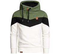 Amaci&Sons Herren Basic Kapuzenpullover Sweatjacke Pullover Hoodie Sweatshirt 4052 Grün/Schwarz/Weiß XL