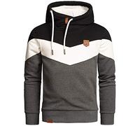 Amaci&Sons Herren Basic Kapuzenpullover Sweatjacke Pullover Hoodie Sweatshirt 4052 Schwarz/Weiß/Anthrazit 3XL
