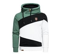 Amaci&Sons Herren Basic Kapuzenpullover Sweatjacke Pullover Hoodie Sweatshirt 4065 Grün/Schwarz/Weiß XXL