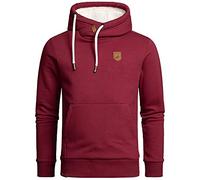 Amaci&Sons Herren Basic Kapuzenpullover Sweatjacke Pullover Plüsch Hoodie Sweatshirt 4054 Bordeaux 3XL