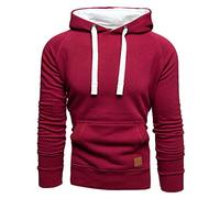 Amaci&Sons Herren Basic Kontrast Kapuzenpullover Sweatjacke Pullover Hoodie Sweatshirt 1-04027 Bordeaux 3XL