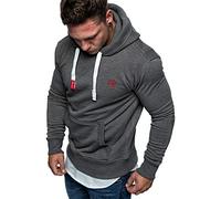 Amaci&Sons Herren Basic Logo Kapuzenpullover Sweatjacke Pullover Hoodie Sweatshirt 1-04028 Anthrazit XXL