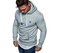 Amaci&Sons Herren Basic Logo Kapuzenpullover Sweatjacke Pullover Hoodie Sweatshirt 1-04028 Hellgrau XXL