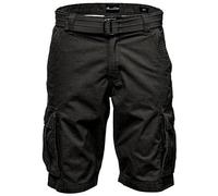 Amaci&Sons Herren Cargoshorts Männer Kurze Bermuda Hose inkl.Gürtel Regular Fit Gurt7027 Schwarz W36
