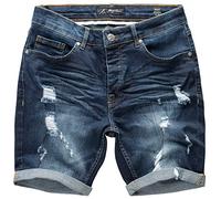 Amaci&Sons Herren Destroyed Jeans Shorts Kurze Hose Sommer Bermuda 7979 Dunkelblau W34