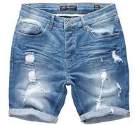 Amaci&Sons Herren Destroyed Jeans Shorts Kurze Hose Sommer Bermuda 7979 Hellblau W32