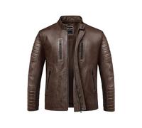 Amaci&Sons Herren Echtleder Jacke Biker Zipper Lederjacke 9105 Braun S