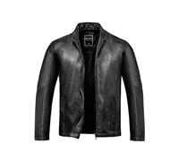 Amaci&Sons Herren Echtleder Jacke Biker Zipper Lederjacke 9106 Schwarz 3XL