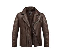 Amaci&Sons Herren Echtleder Jacke Biker Zipper Lederjacke 9107 Dunkelbraun S