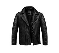 Amaci&Sons Herren Echtleder Jacke Biker Zipper Lederjacke 9107 Schwarz XXL