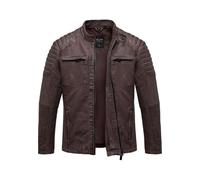 Amaci&Sons Herren Echtleder Jacke Biker Zipper Lederjacke 9134 Braun XL
