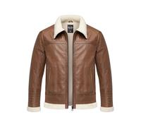 Amaci&Sons Herren Echtleder Jacke gefüllte Fell Lederjacke 9110 Cognac XL