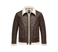 Amaci&Sons Herren Echtleder Jacke gefüllte Fell Lederjacke 9110 Dunkelbraun XXL