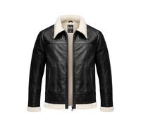 Amaci&Sons Herren Echtleder Jacke gefüllte Fell Lederjacke 9110 Schwarz M