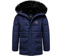 Amaci&Sons Herren Gefütterte Dicke Winter Jacke Mantel Parka mit Kapuze 9137 Navyblau XL