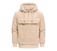 Amaci&Sons Herren Kapuzenpullover Teddy Sweatjacke Plüsch Hoodie Pullover Windbreaker 4066 Beige 3XL