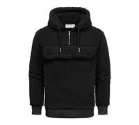 Amaci&Sons Herren Kapuzenpullover Teddy Sweatjacke Plüsch Hoodie Pullover Windbreaker 4066 Schwarz 3XL