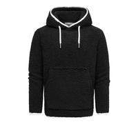 Amaci&Sons Herren Kapuzenpullover Teddyfell Teddy Sweatjacke Plüsch Hoodie Pullover Sweatshirt 4068 Schwarz 3XL