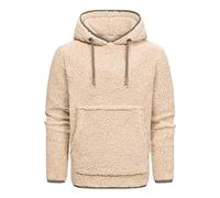 Amaci&Sons Herren Kapuzenpullover Teddyfell Teddy Sweatjacke Plüsch Hoodie Pullover Sweatshirt 4068 Beige 3XL