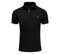 Amaci&Sons Herren Poloshirt Basic Kontrast Kragen Kurzarm Polohemd T-Shirt 5111 Schwarz 4XL