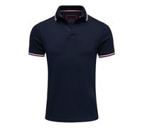 Amaci&Sons Herren Poloshirt Basic Kontrast Kragen Kurzarm Polohemd T-Shirt 5112 Navyblau 4XL