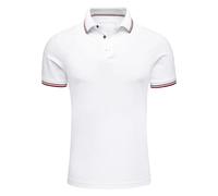 Amaci&Sons Herren Poloshirt Basic Kontrast Kragen Kurzarm Polohemd T-Shirt 5112 Weiß L