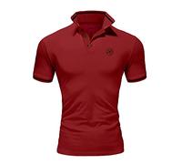Amaci&Sons Herren Poloshirt Basic Kontrast Stickerei Kragen Kurzarm Polohemd T-Shirt 5110 Bordeaux/Schwarz XXL