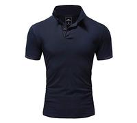 Amaci&Sons Herren Poloshirt Basic Kontrast Stickerei Kurzarm Polohemd T-Shirt 5102 Navyblau XL