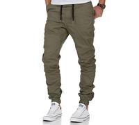 Amaci&Sons Herren Stretch Jogger Basic Chino Jeans Hose Cargo 7002 Olive W32
