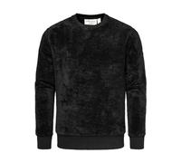 Amaci&Sons Herren Sweatshirt Pullover Teddy Plüsch Pulli Sweatjacke Hoodie Rundhalsausschnitt 4077 Schwarz 3XL