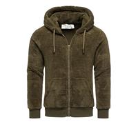 Amaci&Sons Herren Teddy Sweatjacke Plüsch Hoodie Pullover Zipper Jacke 4076 Khaki 3XL