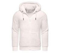 Amaci&Sons Herren Teddy Sweatjacke Plüsch Hoodie Pullover Zipper Jacke 4076 Weiß 3XL