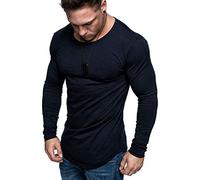 Amaci&Sons Oversize Herren Longsleeve Vintage Sweatshirt O-Neck Basic O-Ausschnitt Shirt 6097 Navyblau S