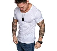 Amaci&Sons Oversize Herren Slim-Fit Crew Neck Basic T-Shirt Rundhals-Ausschnitt 1-0007 Weiß XXL