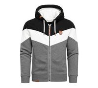 Amaci&Sons Sweatjacke Kapuzenpullover Herren Pullover Hoodie Zipper Jacke 4069 Schwarz/Anthrazit/Weiß XXL