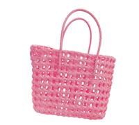 Amagogo Damen Gewebte Handtasche Mode Satchel Top Griff Tasche für Dating Urlaub Picknick, Rosa