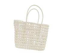 Amagogo Damen Gewebte Handtasche Mode Satchel Top Griff Tasche für Dating Urlaub Picknick, Weiß