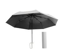 Amagogo Dreifach Faltbarer Regenschirm mit Ringschnalle, robuster großer, multifunktionaler, tragbarer Reiseschirm für Outdoor-Aktivitäten, Grau
