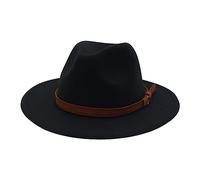 Amagogo Fedora-Hut, Filzhut, Retro, breite Krempe, modisch, weich, klassisch, für Herren und Damen, Jazz-Hut, Filz-Panama-Hut für Cosplay, Bühne, Auftritt, Schwarz