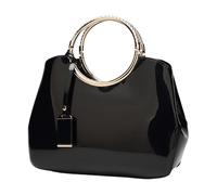 Amagogo Glänzende Handtasche aus Lackleder, Schultertasche, Reisetasche, modische Damen-Einkaufstasche, Schwarz