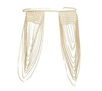 Amagogo Schulterkette Damen Halskette Körperkette Quastenkette mit Auffälligem Design für Trendbewusste Frauen für Brautkleid Strand Feier Festival Schwimmbad, Golden