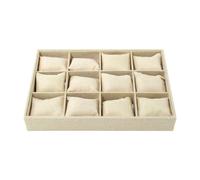 Amagogo Uhren-, Schmuck- und Armbandablage, 12 Steckplätze, Leinenarmband, Uhrenkissen-Organizer, multifunktionaler Schubladeneinsatz für Kommoden