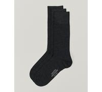 Amanda Christensen 3-Pack Icon Wool/Cotton Socks Antracite Melange Grau 45-46
