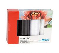 Amann METTLER GARNSET SERALON NO.100, Perfekter Allesnäher in gängigen Universalfarben, für tadellose Nähte (4 X 200 m) (schwarz/weiß)