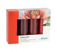 Amann METTLER GARNSET SERALON NO.100, Perfekter Allesnäher in gängigen Universalfarben, für tadellose Nähte (4 X 200 m) (red)