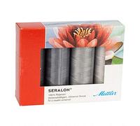 Amann METTLER GARNSET SERALON NO.100, Perfekter Allesnäher in gängigen Universalfarben, für tadellose Nähte (4 X 200 m) (Grey)